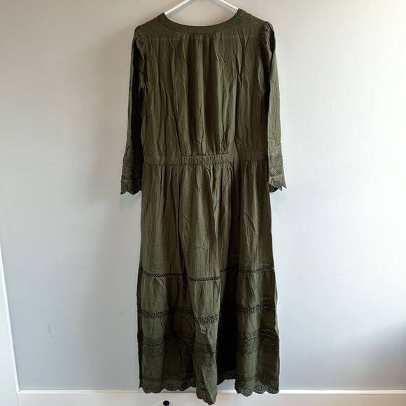 Gap NWT Textured Crinkle Lace Midi Dress in Olive Green, Size L - Picture 11 of 11
